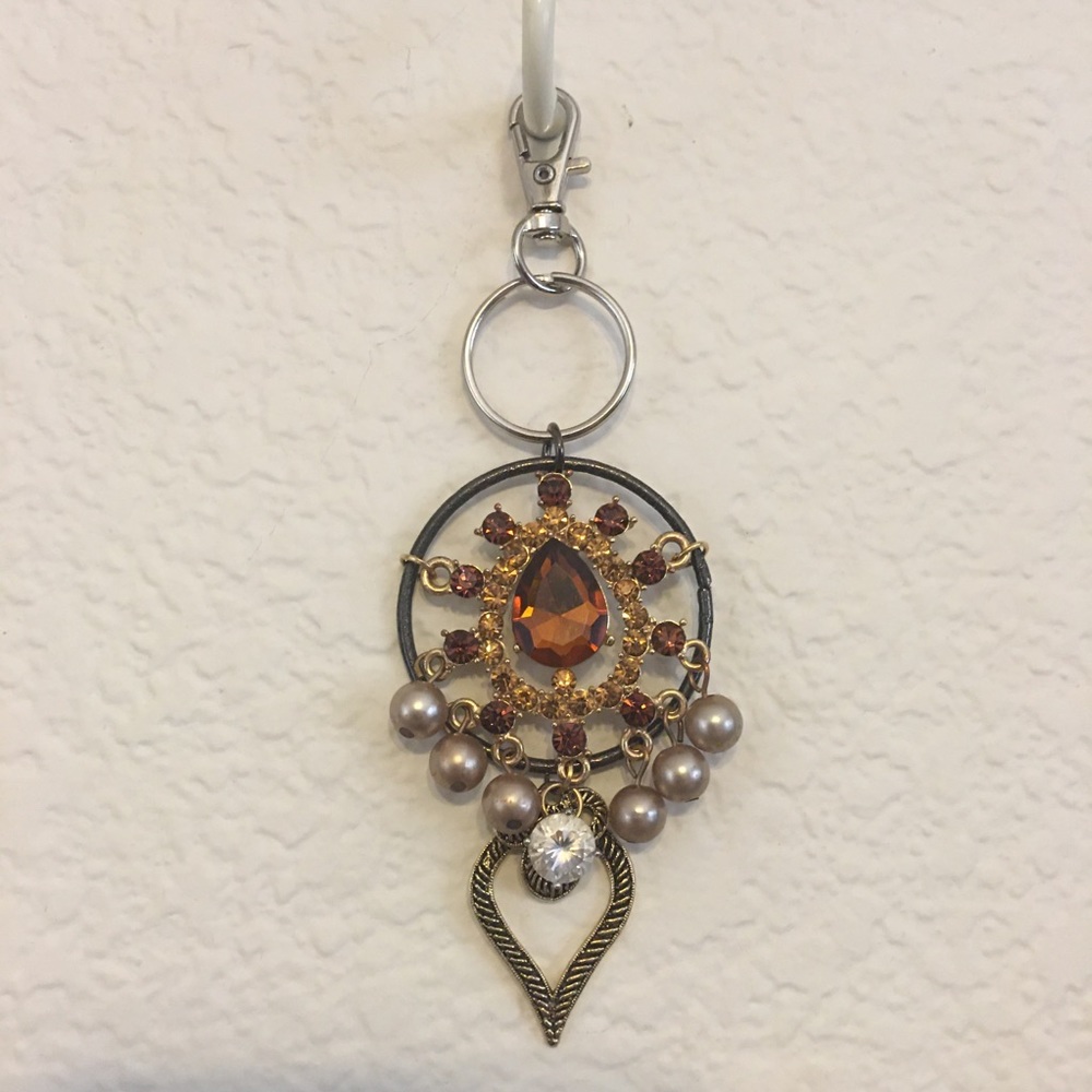 Vintage repurpose salvaged estate gem keychain